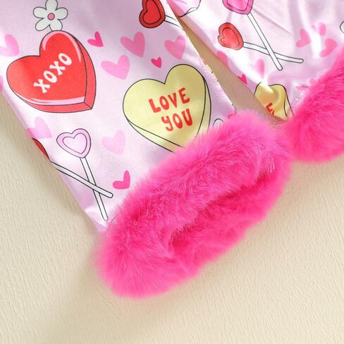 2Pcs Valentines Pajamas for Toddler Girl Lapel Button Bows Heart Print Tops and Pants Little Kids Girls PJ Nightgown in Saudi Arabia