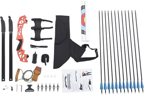 51" Recurve Bow and Arrow Set for Adults 40lbs, Archery Recurve Bow with 12 Arrows, Right Hand Long Bows Archery Kit for Beginner to Intermediate Hunting & Target Practice Outdoor Indoor in Kuwait