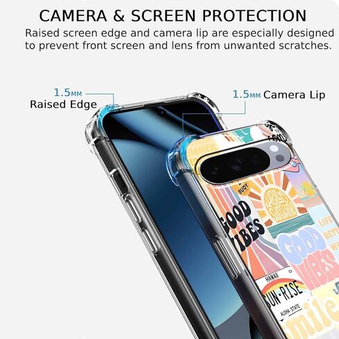 حافظة لهاتف Google Pixel 10/10 Pro بتصميم جمالي، مجموعة اقتباسات إيجابية من Good Vibes، غطاء هاتف ممتص للصدمات من مادة TPU الناعمة الشفافة، 6.3 بوصة (جيد، P10) in Kuwait