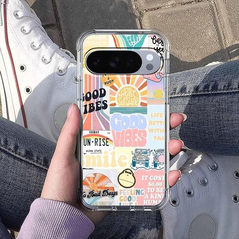 حافظة لهاتف Google Pixel 10/10 Pro بتصميم جمالي، مجموعة اقتباسات إيجابية من Good Vibes، غطاء هاتف ممتص للصدمات من مادة TPU الناعمة الشفافة، 6.3 بوصة (جيد، P10) in Kuwait