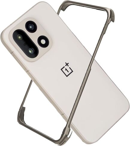 حافظة معدنية ممتصة للصدمات لهاتف OnePlus 15 بدون إطار، مقاس نحيف بدون ظهر بدون إطار من سبائك الألومنيوم بدون ظهر متوافقة مع MagSafe 4 زوايا مقاومة للصدمات (أسود) in Saudi Arabia