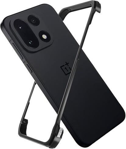 حافظة معدنية ممتصة للصدمات لهاتف OnePlus 15 بدون إطار، مقاس نحيف بدون ظهر بدون إطار من سبائك الألومنيوم بدون ظهر متوافقة مع MagSafe 4 زوايا مقاومة للصدمات (أسود) in Kuwait