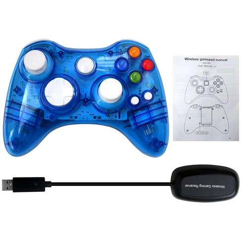 USonline911 Wireless for Xbox 360 Controller with Cool LED, Compatible for Microsoft Xbox 360 & PC (for Windows 11/10/8/7), Upgraded Joystick & Dual Vibration Gamepad (Blue) in Saudi Arabia