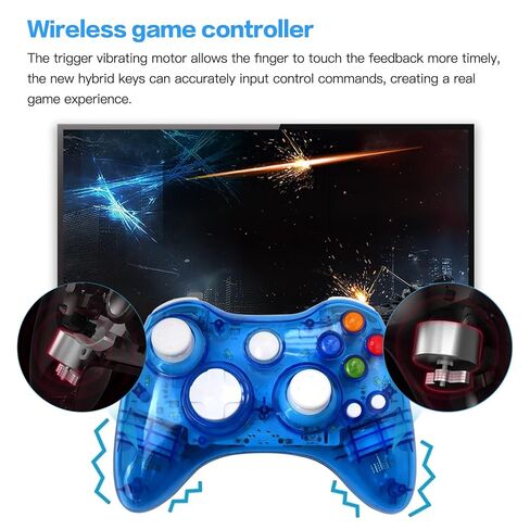 USonline911 Wireless for Xbox 360 Controller with Cool LED, Compatible for Microsoft Xbox 360 & PC (for Windows 11/10/8/7), Upgraded Joystick & Dual Vibration Gamepad (Blue) in Saudi Arabia