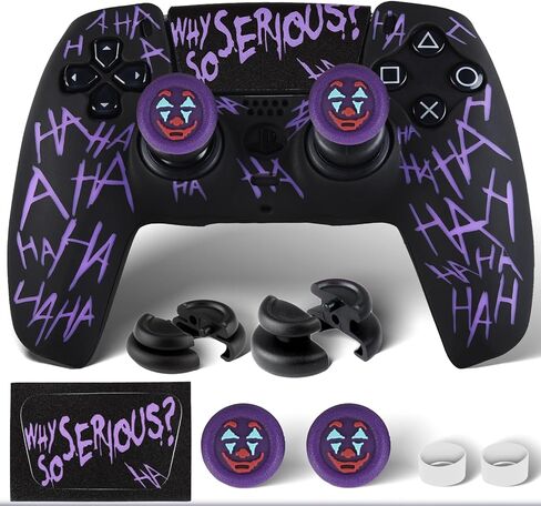 ملصق غطاء جلدي من السيليكون × 1 ومقابض ممتدة × 2 لوحدة تحكم PS5 The Joker Purple in Saudi Arabia