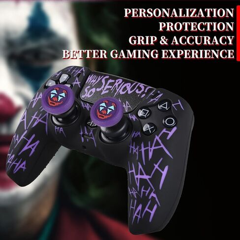ملصق غطاء جلدي من السيليكون × 1 ومقابض ممتدة × 2 لوحدة تحكم PS5 The Joker Purple in Saudi Arabia