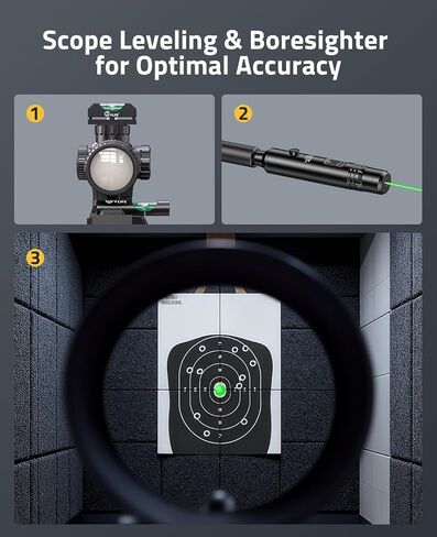 CVLIFE Rechargeable Green/Red Laser Bore Sight Kit with 64 Caliber Adapters for .17 to 12GA, Magnetic Scope Leveling Tool & Scope Level in Saudi Arabia