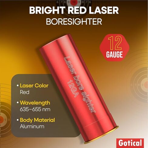 GOTICAL 12 Gauge Laser Bore Sight, Shotgun Laser Sight 12 Gauge is Ideal for Long & Short Range with 6 Batteries in Saudi Arabia