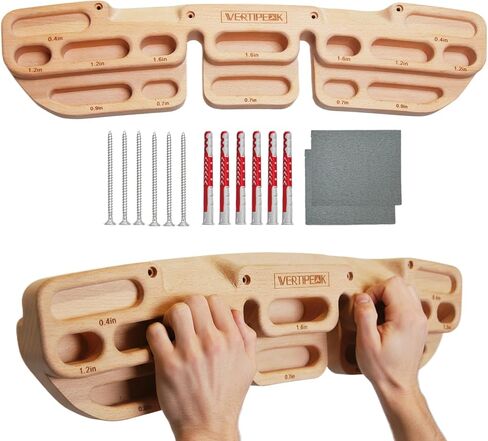 Wooden Climbing Hangboard with 2 Angle Slopes (15° & 45°) & 5 Depths Pockets, Rock Climbing Board for Finger Strength, Hanging Practice, Grip Endurance and Pull-up Training Indoor in Saudi Arabia