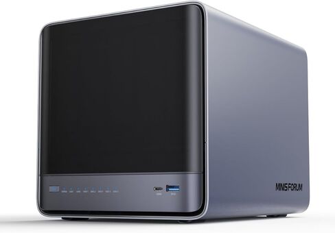 Minisforum n5 Pro 5-Bay Desktop AI NAS ، AMD Ryzen AI 9 HX Pro 370 (12C/24T) CPU ، 16GB DDR5 ، 128G SSD ، 1x10GBE ، 1X5GBE ، 2XUSB4 ، 8K HDMI ، OCULINK ، 1XM. in Saudi Arabia