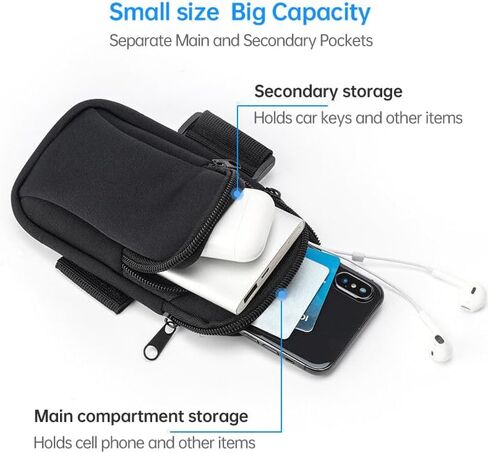 Sports Armband, Running Armband with Earphone Hole, Running Gym Universal Smartphone Arm Bag, Multifunctional Pockets for iPhone 16/15/14/13/12/11/XR in Saudi Arabia