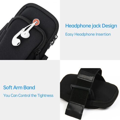 Sports Armband, Running Armband with Earphone Hole, Running Gym Universal Smartphone Arm Bag, Multifunctional Pockets for iPhone 16/15/14/13/12/11/XR in Saudi Arabia