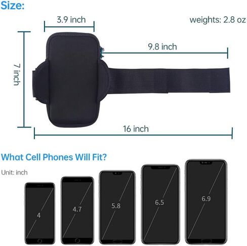 Sports Armband, Running Armband with Earphone Hole, Running Gym Universal Smartphone Arm Bag, Multifunctional Pockets for iPhone 16/15/14/13/12/11/XR in Saudi Arabia