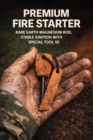 Fire Starter Magnesium Rod – Waterproof Ferro Rod with Striker – 20,000+ Strikes – Camping, Survival, Hiking, Bushcraft – Emergency Kit(Ultra-Compact) in Saudi Arabia