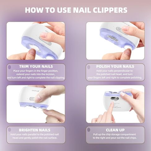 Electric Nail Clipper, Electric Nail Trimmer Suitable for Children, Adults, and Elderly, Automatic Nail Clipper with 2 Adjustable Speeds, Nail Clippers with LED Light and Chip Storage Box, Purple-005 in Kuwait