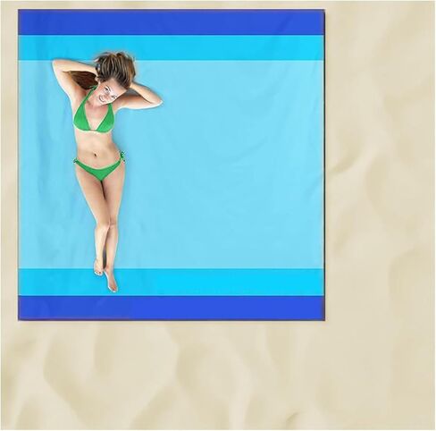 Beach Blanket Waterproof Sandproof Beach Mat 79" X 82" 'for 1-8 Adults Quick Drying Outdoor Picnic Mat Beach Accessories for Travel, Camping-Blue 3 in Saudi Arabia