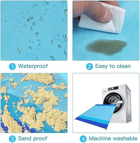 Beach Blanket Waterproof Sandproof Beach Mat 79" X 82" 'for 1-8 Adults Quick Drying Outdoor Picnic Mat Beach Accessories for Travel, Camping-Blue 3 in Saudi Arabia
