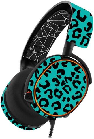 غلاف MightySkins متوافق مع سماعة الألعاب SteelSeries Arctis 5 - Teal Leopard | غطاء مغلف من الفينيل واقٍ ومتين وفريد ​​من نوعه | سهل التطبيق والإزالة وتغيير الأنماط | صنع في الولايات المتحدة الأمريكية in Kuwait