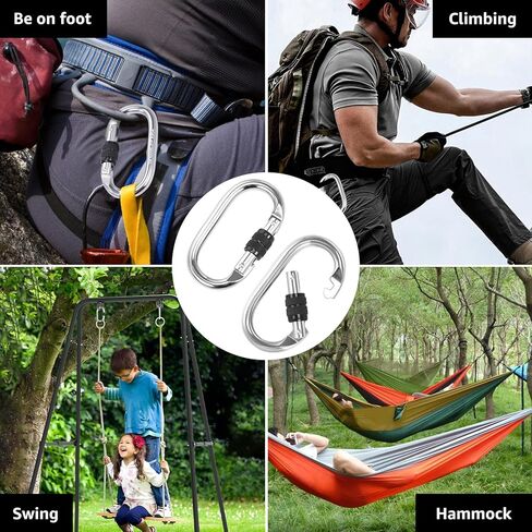 6 Pack Heavy Duty Carabiner Clips (25kn=5600lbs), Large Locking Climbing Carabiner, Multipurpose Oval Carabiners for Rigging, Ropes, Hammocks, Outdoor, Camping (Black) in Kuwait