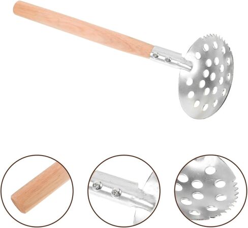 Yardwe Ice Fishing Scoop with Serrated Metal Edge and Long Wooden Handle 13.4 Inch Lightweight Ice Hole Skimmer for Outdoor Winter Fishing and Slush Removal in Kuwait