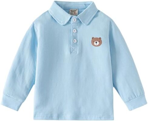 Toddler Baby Boys Long Sleeve Polo Shirt Fall Spring Lapel School Uniform Clothes Tops for Little Kids in Saudi Arabia