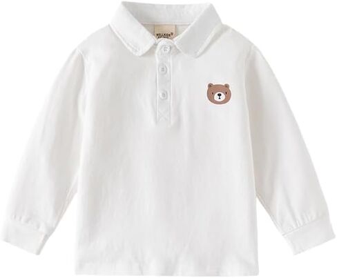 Meufam Toddler Boys Christmas Long Sleeve Polo Shirt Santa Claus Embroidered T-Shirt Button Closure Preppy Blouse in Saudi Arabia