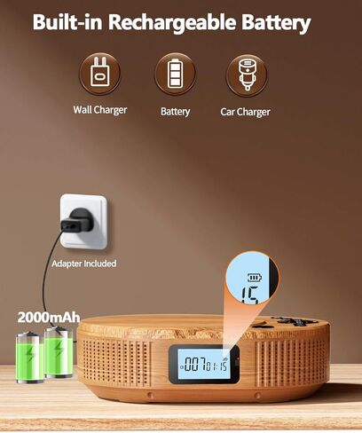 مشغل أقراص مضغوطة محمول، مشغل أقراص مضغوطة محمول مطور من FELEMAN ومكبر صوت بلوتوث 2 في 1 كومبو، مشغلات أقراص مضغوطة قابلة لإعادة الشحن للسيارة/المنزل مع جهاز تحكم عن بعد، راديو FM، دعم AUX/USB، مقبس سماعة الرأس in Kuwait