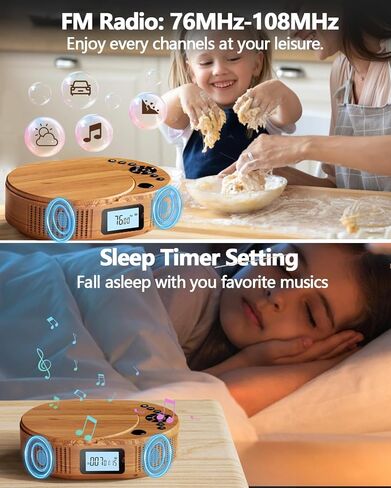 مشغل أقراص مضغوطة محمول، مشغل أقراص مضغوطة محمول مطور من FELEMAN ومكبر صوت بلوتوث 2 في 1 كومبو، مشغلات أقراص مضغوطة قابلة لإعادة الشحن للسيارة/المنزل مع جهاز تحكم عن بعد، راديو FM، دعم AUX/USB، مقبس سماعة الرأس in Kuwait