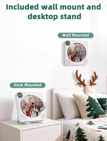 مشغل أقراص مضغوطة للمنزل، مشغل أقراص مضغوطة محمول مع مكبرات صوت، مشغل موسيقى أقراص مضغوطة بلوتوث مع جهاز تحكم عن بعد، غطاء غبار، دعم راديو FM، AUX في كابل وUSB، كرر in Kuwait