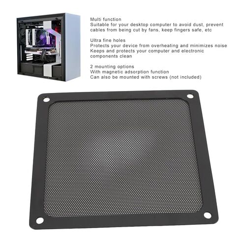 140 × 140 مم DIY PC Case مرشح شبكي للغبار، [4 عبوات] غطاء مرشح غبار ناعم PVC مع إطار مغناطيسي، غطاء حافظة PC (أسود) in Kuwait