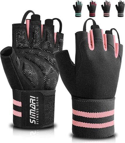 SIMARI Workout Gym Gloves for Men Women, Weight Lifting Gloves with Wrist Wrap Support, SBR Pad Grip for Full Palm Protection, for Exercise, Fitness, Dumbbells, Barbell, Fingerless in Saudi Arabia