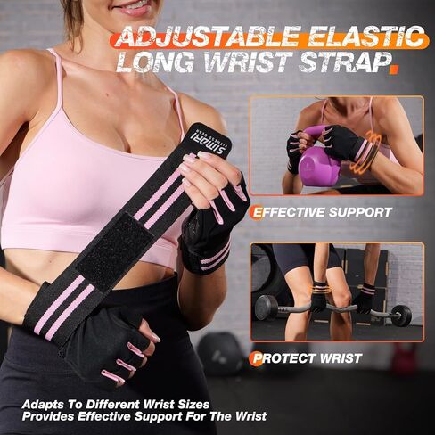 SIMARI Workout Gym Gloves for Men Women, Weight Lifting Gloves with Wrist Wrap Support, SBR Pad Grip for Full Palm Protection, for Exercise, Fitness, Dumbbells, Barbell, Fingerless in Saudi Arabia