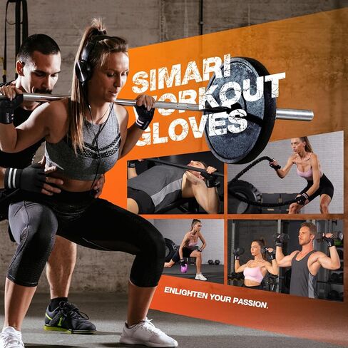 SIMARI Workout Gym Gloves for Men Women, Weight Lifting Gloves with Wrist Wrap Support, SBR Pad Grip for Full Palm Protection, for Exercise, Fitness, Dumbbells, Barbell, Fingerless in Saudi Arabia
