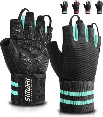 SIMARI Workout Gym Gloves for Men Women, Weight Lifting Gloves with Wrist Wrap Support, SBR Pad Grip for Full Palm Protection, for Exercise, Fitness, Dumbbells, Barbell, Fingerless in Saudi Arabia