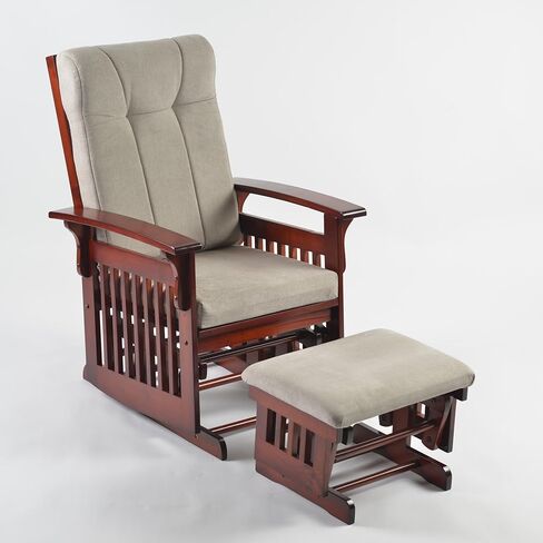 Comfortable Solid Wood Glider Rocker Chair with Plush Velvet Cushion - Modern Rocking Chair for Living Room, Nursery, Reading Nook - Dark Blue in Saudi Arabia