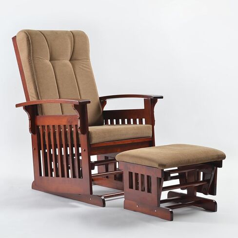 Comfortable Solid Wood Glider Rocker Chair with Plush Velvet Cushion - Modern Rocking Chair for Living Room, Nursery, Reading Nook - Dark Blue in Saudi Arabia