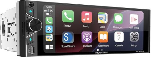 VRCA1-72W 6.7 بوصة Apple CarPlay & Android Auto ستيريو سيارة لاسلكي - راديو DIN واحد يعمل باللمس مع بلوتوث 5.0، إدخال كاميرا احتياطية، وصلة مرآة، التحكم الصوتي، USB، FM in Saudi Arabia