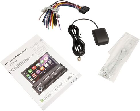 باور اكوستيك CA1-77W | ستيريو سيارة قابل للطي مقاس 7 بوصات مع Apple CarPlay وAndroid Auto اللاسلكي، راديو سيارة بلوتوث بشاشة لمس DIN واحدة، دعم كاميرا احتياطية، USB/SD، AM/FM، مكالمات بدون استخدام اليدين in Kuwait