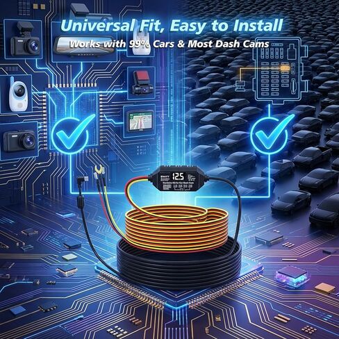 مجموعة أسلاك صلبة USB-C لكاميرا داش كام مع كشف ACC، حماية من الجهد المنخفض قابلة للتعديل بأربعة مستويات ومقياس فولتميتر LED تلقائي، كابل طاقة ثلاثي الرصاص لوضع ركن كاميرا داش والتسجيل المستمر in Saudi Arabia