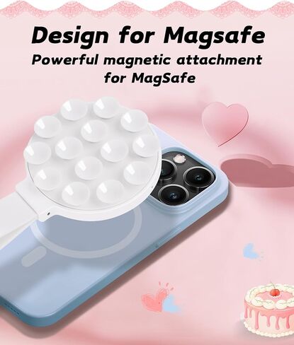 حامل حافظة هاتف بالشفط المغناطيسي، حامل من السيليكون لحافظة Mag-Safe، حامل هاتف بدون استخدام اليدين لهاتف iPhone 16/15/14 Pro Max، مقاطع فيديو TikTok، صور سيلفي، هدية نسائية (وردي فاتح) 911001A (وردي) in Kuwait