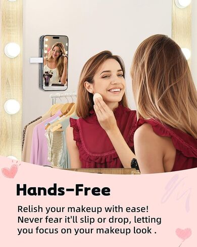 حامل حافظة هاتف بالشفط المغناطيسي، حامل من السيليكون لحافظة Mag-Safe، حامل هاتف بدون استخدام اليدين لهاتف iPhone 16/15/14 Pro Max، مقاطع فيديو TikTok، صور سيلفي، هدية نسائية (وردي فاتح) 911001A (وردي) in Kuwait