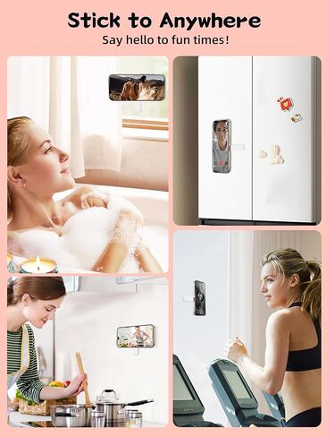 حامل حافظة هاتف بالشفط المغناطيسي، حامل من السيليكون لحافظة Mag-Safe، حامل هاتف بدون استخدام اليدين لهاتف iPhone 16/15/14 Pro Max، مقاطع فيديو TikTok، صور سيلفي، هدية نسائية (وردي فاتح) 911001A (وردي) in Kuwait