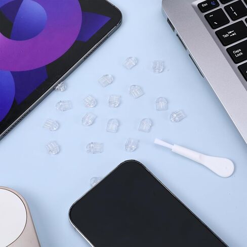 50 قطعة من قابس الغبار USB C، قابس سيليكون شفاف من النوع C مضاد للغبار مع فرشاة تنظيف، أغطية منافذ شحن الهاتف الخلوي الواقية للهواتف وسماعات الرأس وأجهزة الكمبيوتر المحمول in Kuwait
