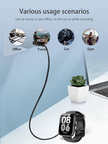 شاحن للساعة الذكية SENBONO IDW25، كابل شحن USB مغناطيسي 3.28 قدم/1 متر، كابل شاحن للساعة الذكية SENBONO IDW25 (أسود) in Saudi Arabia