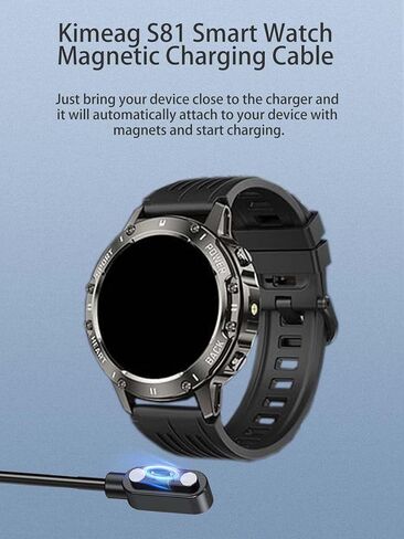 [عبوة من قطعتين] شاحن للساعة الذكية Kimeag S81، كابل شحن USB مغناطيسي بطول 1.96 قدم/60 سم، استبدال كابل الشاحن للساعة الذكية Kimeag S81 (أسود) in Saudi Arabia