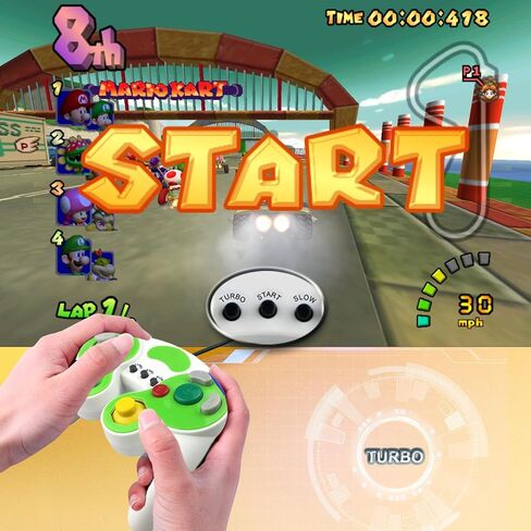 YSDZSW Upgraded GameCube Controller with TURBO Function, Classic Wired Controller for Wii/GameCube (White-Green) in Saudi Arabia