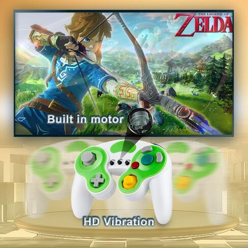 YSDZSW Upgraded GameCube Controller with TURBO Function, Classic Wired Controller for Wii/GameCube (White-Green) in Saudi Arabia