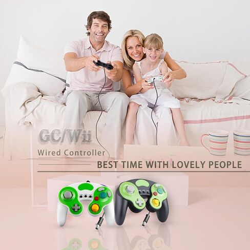 YSDZSW Upgraded GameCube Controller with TURBO Function, Classic Wired Controller for Wii/GameCube (White-Green) in Saudi Arabia