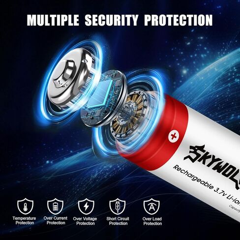 4 قطع بطارية قابلة للشحن مع شاحن، شاحن عالمي بفتحة واحدة لبطاريات 3.7 فولت قابلة للشحن 18500 I865O (نوع الزر العلوي) in Kuwait