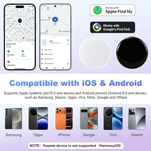 علامات تعقب الهواء - 4 عبوات، علامة ذكية بنظام مزدوج متوافقة مع Apple Find My & Google's Find Hub، خفيف للغاية لتتبع iOS وAndroid Bluetooth ومحدد موقع العناصر للمحافظ والأمتعة وحقيبة الظهر in Saudi Arabia